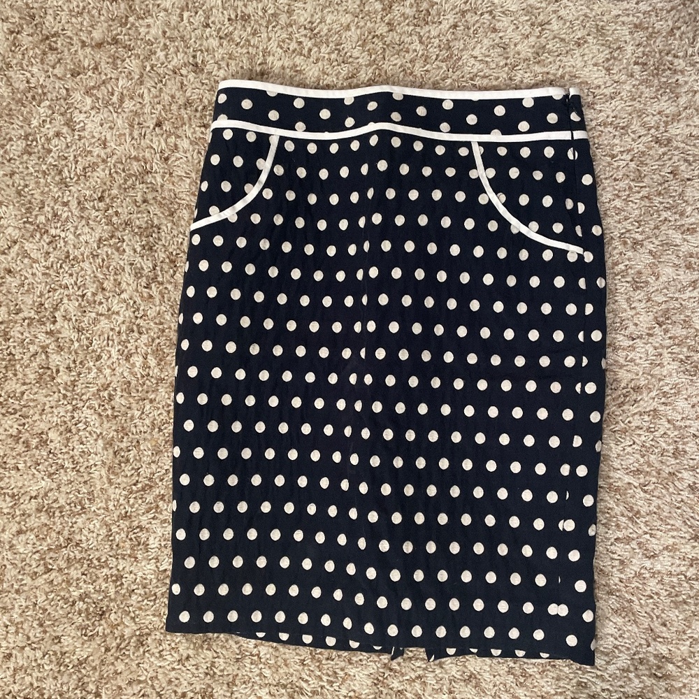 The Limited Navy Polka Dot Pencil Skirt